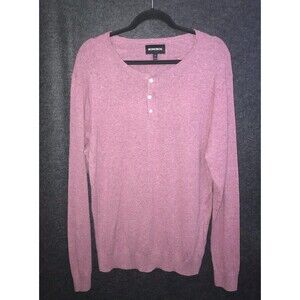 Bonobos Sweater Mens Large Mauve Red Long Sleeve Silk‎ Hemp Slim Fit Henley Neck